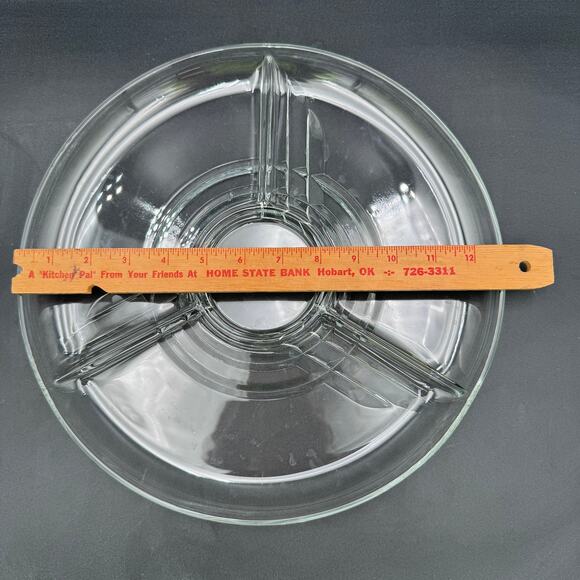 Vintage Pfaltzgraff Glass Chip and Dip Platter "Festivities" 12 7/8" Blown Glass - Picture 5 of 7